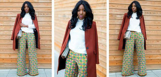 African print of the day with Christelle: Wearing wide leg pants in Winter