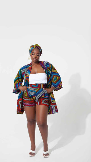 African Print Zama Shorts