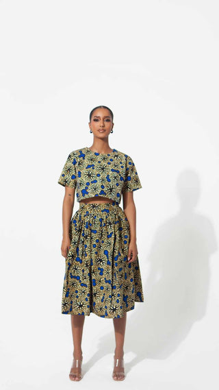 African Print Osato Midi Skirt