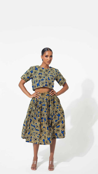 African Print Osato Midi Skirt