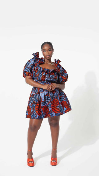 African Print Jade Mini Dress