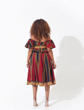 African Print Cassie Midi Dress