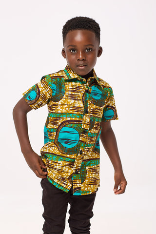 African Print John Boys Shirt