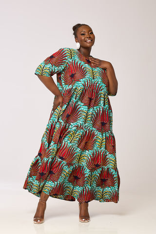 African Print Sesi Mid Maxi Dress