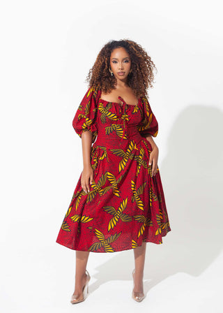 African Print Cyrah Midi Dress