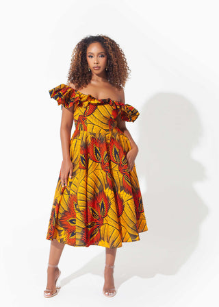 African Print Sango Mid Maxi Dress