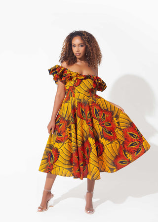 African Print Sango Mid Maxi Dress