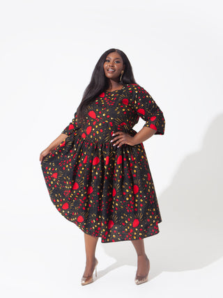 African Print Roxanne Midi Dress
