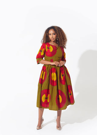 African Print Elisa Midi Dress