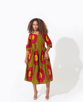 African Print Elisa Midi Dress