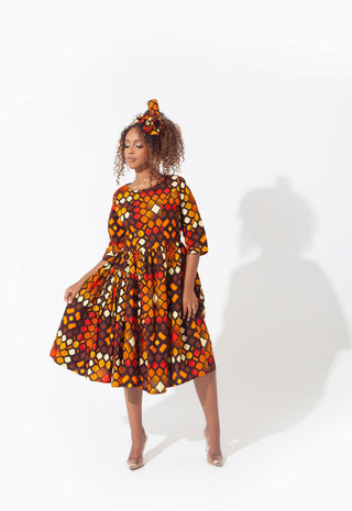 African Print Tembi Midi Dress