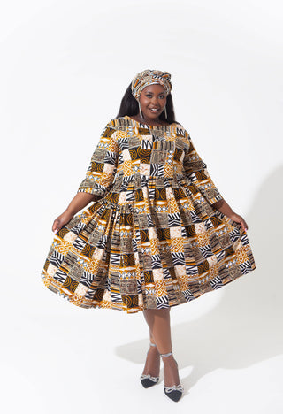 African Print Kassie Midi Dress