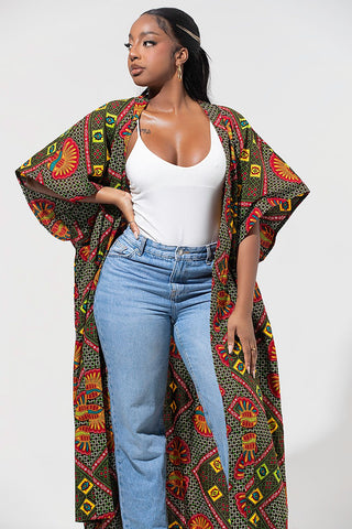 African Print Portia Maxi Kimono