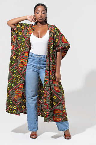 African Print Portia Maxi Kimono