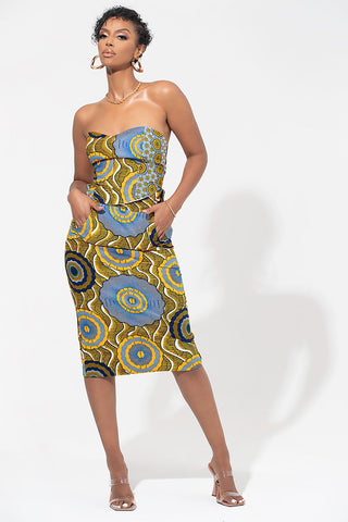 African Print Winnie Midi Skirt