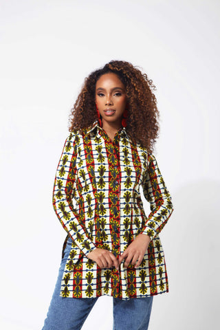 African Print Raiza Side Split Shirt