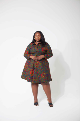 African Print Lea Shirt Dress