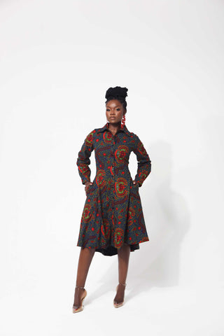 African Print Lea Shirt Dress