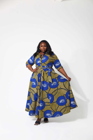 African Print Nala Maxi Shirt Dress