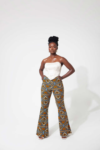 African Print Raiza Flared Trousers