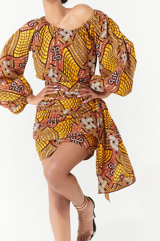 Grass-Fields African midi skirt African Print Bamba Matching Set