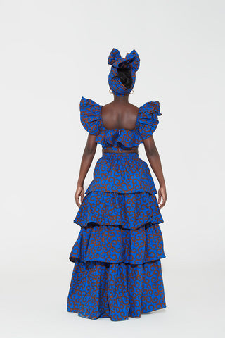 Grass-Fields African midi skirt African Print Akuba Matching Set