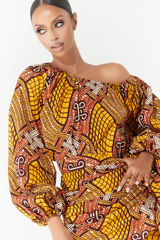 Grass-Fields African midi skirt African Print Bamba Matching Set