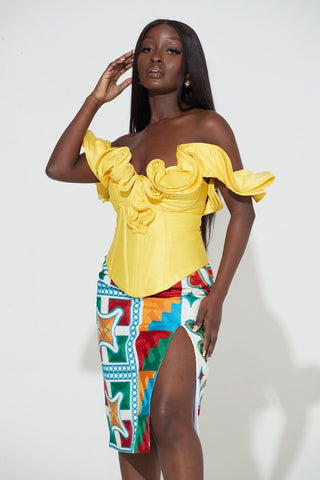 Grass-Fields African midi skirt African Print Ruti Midi Skirt