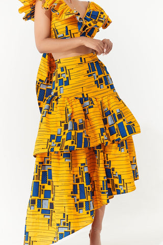 Grass-Fields African midi skirt African Print Tinna Matching Set