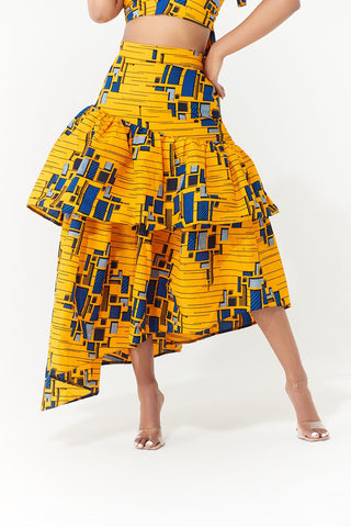 Grass-Fields African midi skirt African Print Tinna Matching Set