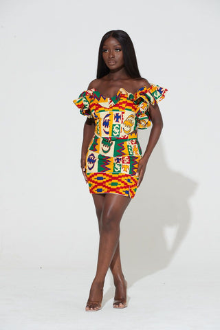 Grass-Fields African midi skirt African Print Velila Mini Skirt