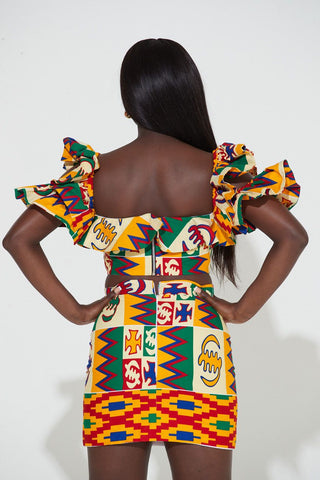 Grass-Fields African midi skirt African Print Velila Mini Skirt
