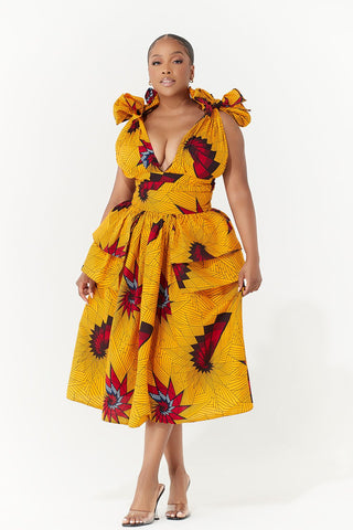 Grass-Fields Mid Lenght Dresses African Print Jane Dress