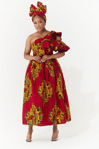 Grass-Fields Mid Lenght Dresses African Print Rudo Dress