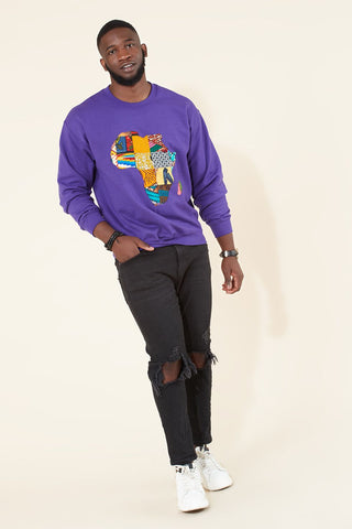 African Map Mens Purple Sweatshirt
